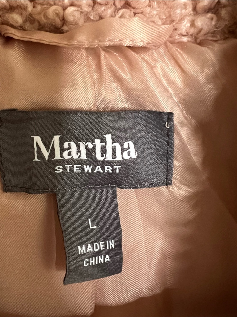 Martha Stewart New Pink Plush Teddy Bear Coat Jacket Faux Fur Sherpa Large - Picture 7 of 8